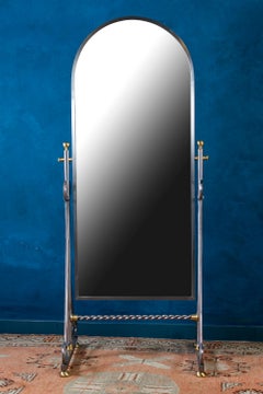 Elegant Steel 'Psyche 'Mirror by Alberto Orlandi Italy, 1970'