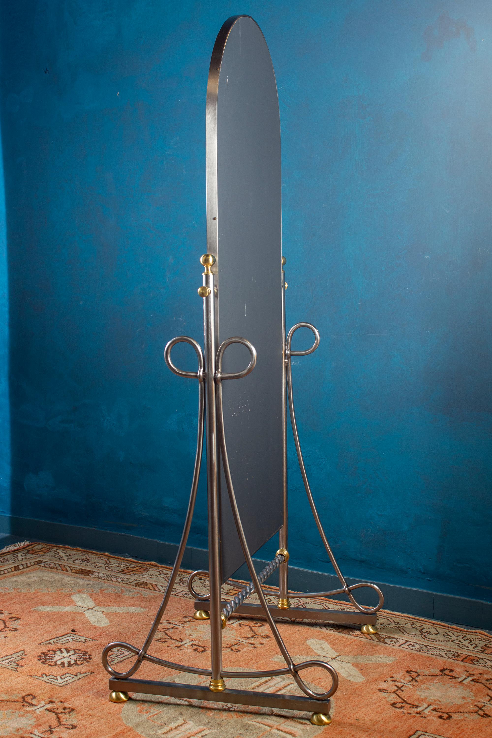 Italian Elegant Steel 'Psyche 'Mirror by Alberto Orlandi Italy, 1970' For Sale