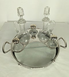 Elegant Sterling and Glass Condiment Set