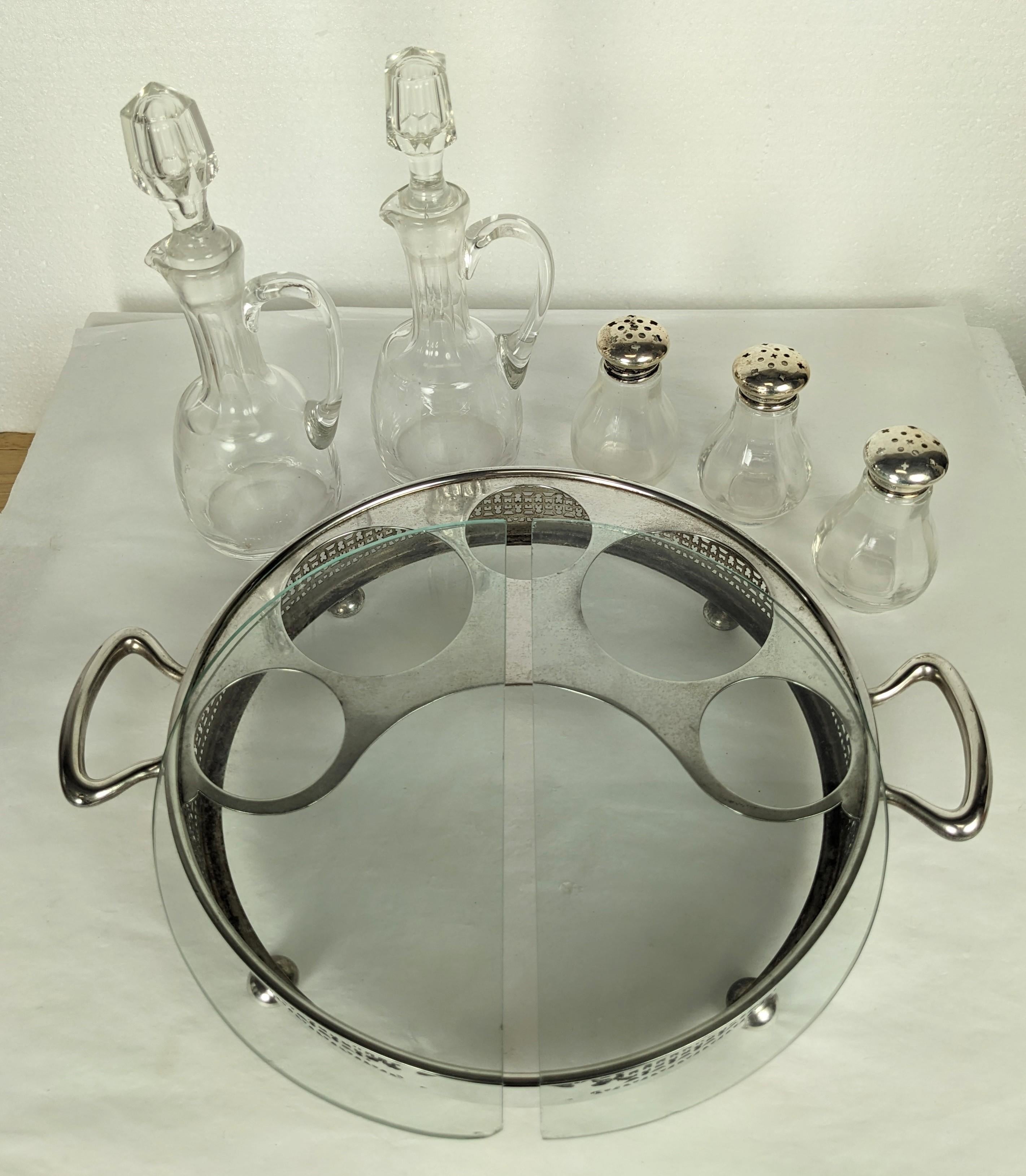Set aus Sterling- und Glaszustands-Set (Mitte des 20. Jahrhunderts) im Angebot
