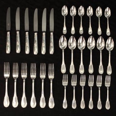 Elegant Sterling Flatware Set for 6 by Ercuis of Paris in Empire Pattern