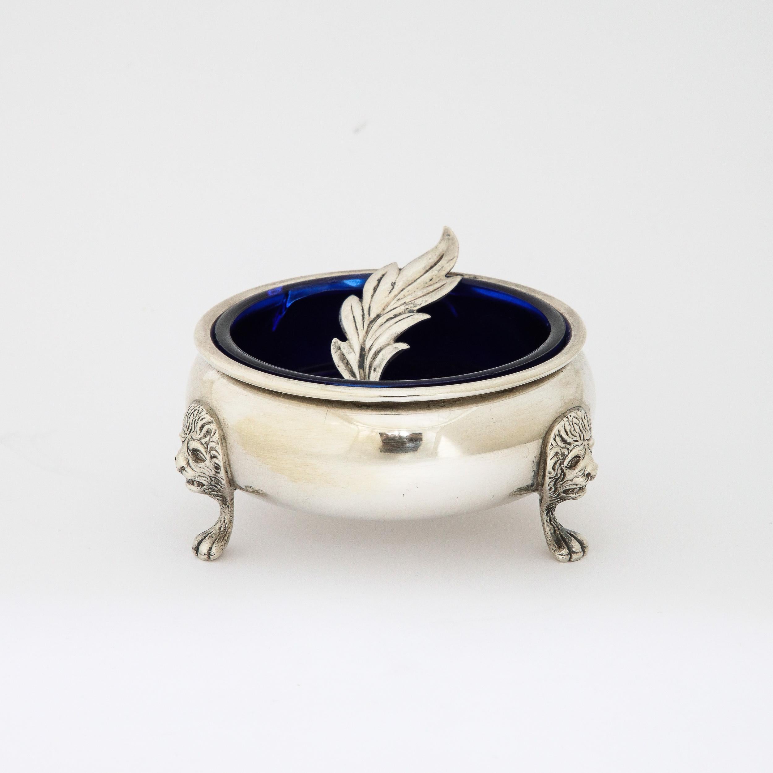 American Elegant Sterling Silver Salt Cellar by Aniston with Lion and Paw Feet