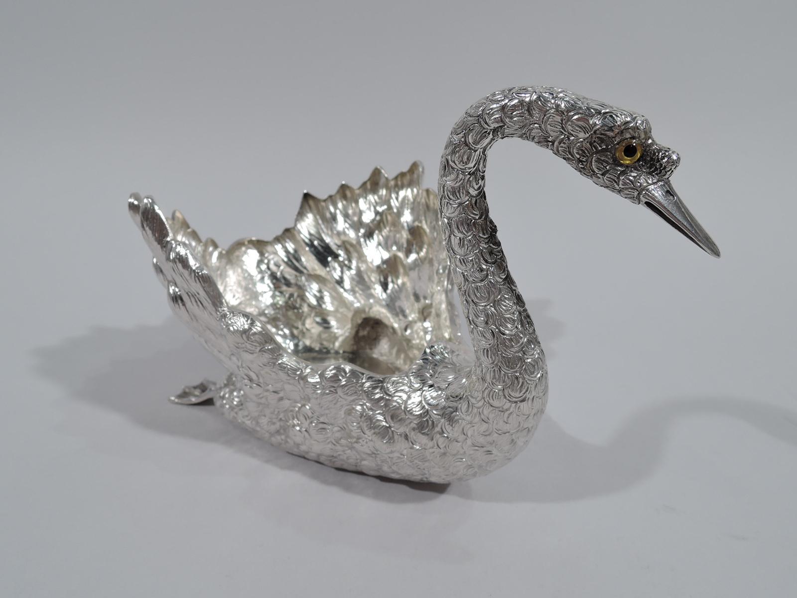 Modern Elegant Sterling Silver Swan Bird Bowl by Buccellati