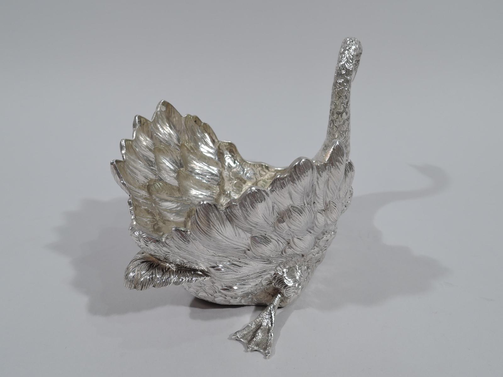 Italian Elegant Sterling Silver Swan Bird Bowl by Buccellati
