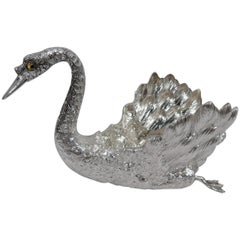 Elegant Sterling Silver Swan Bird Bowl by Buccellati