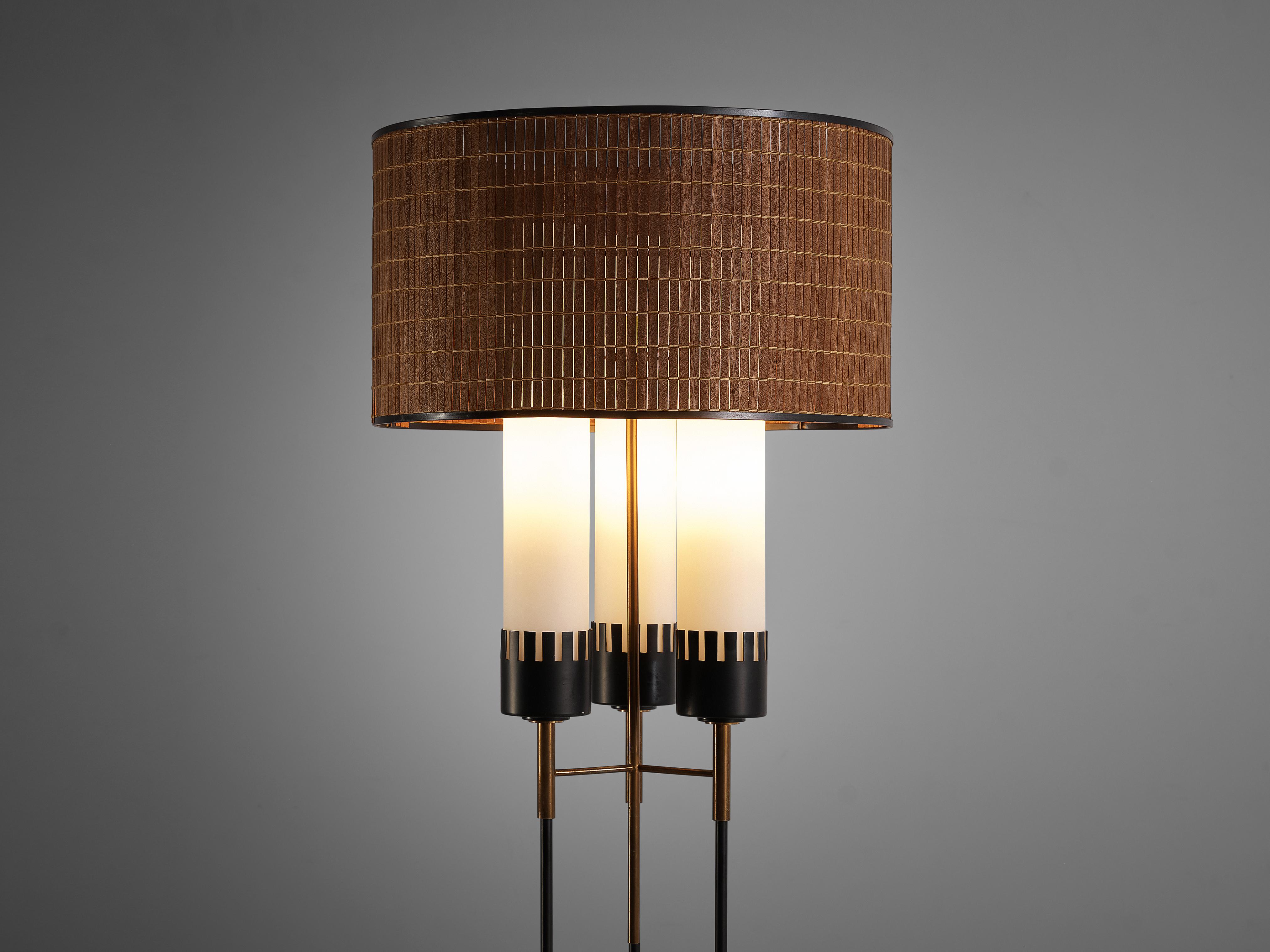 Italian Elegant Stilnovo Floor Lamp in Metal and Brass