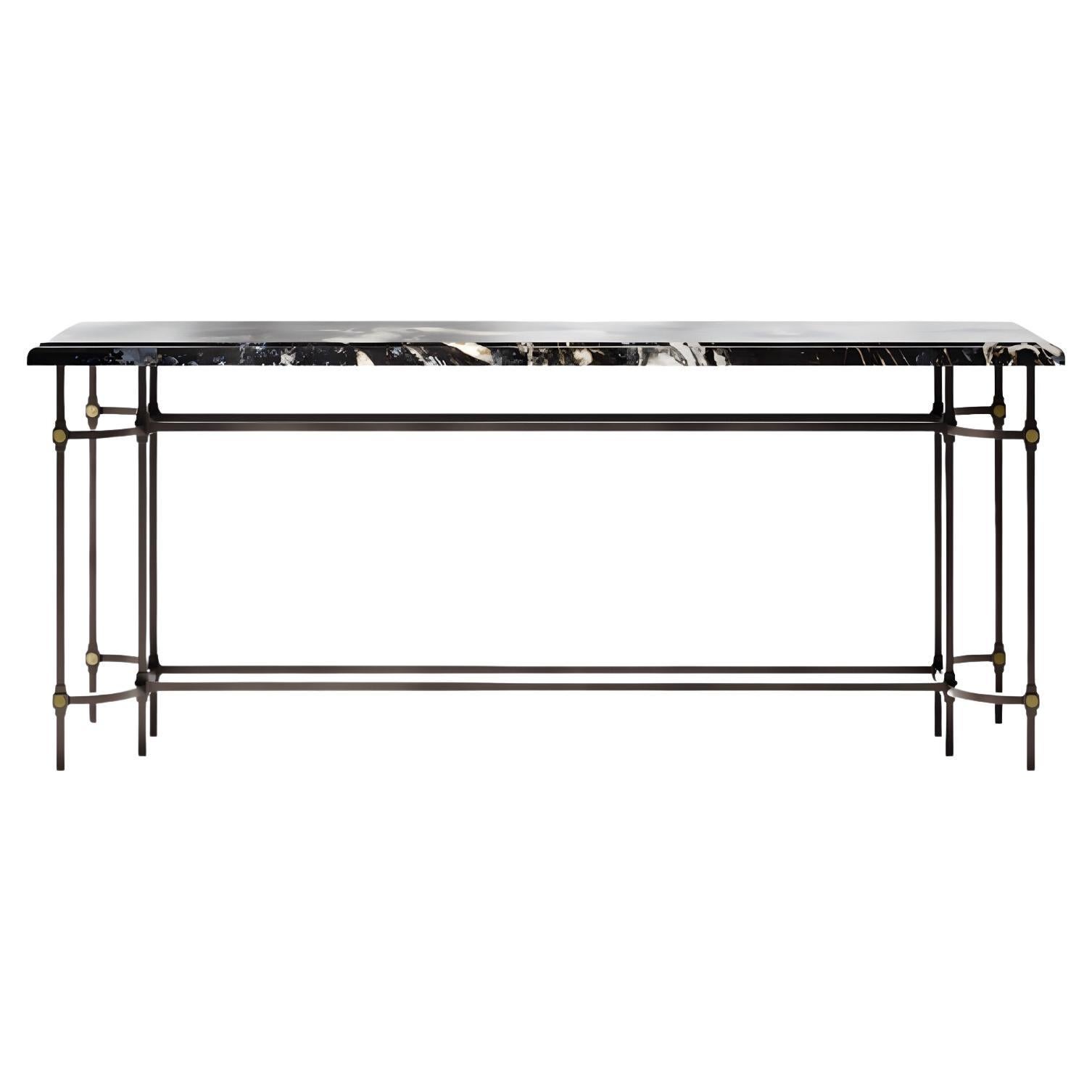 Elegant, Stone and Metal "Classic" Console Table, Parisii Collection