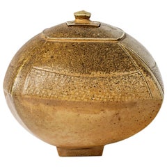 Elegante caja decorativa de cerámica de gres de Steen Kepp, hacia 1975