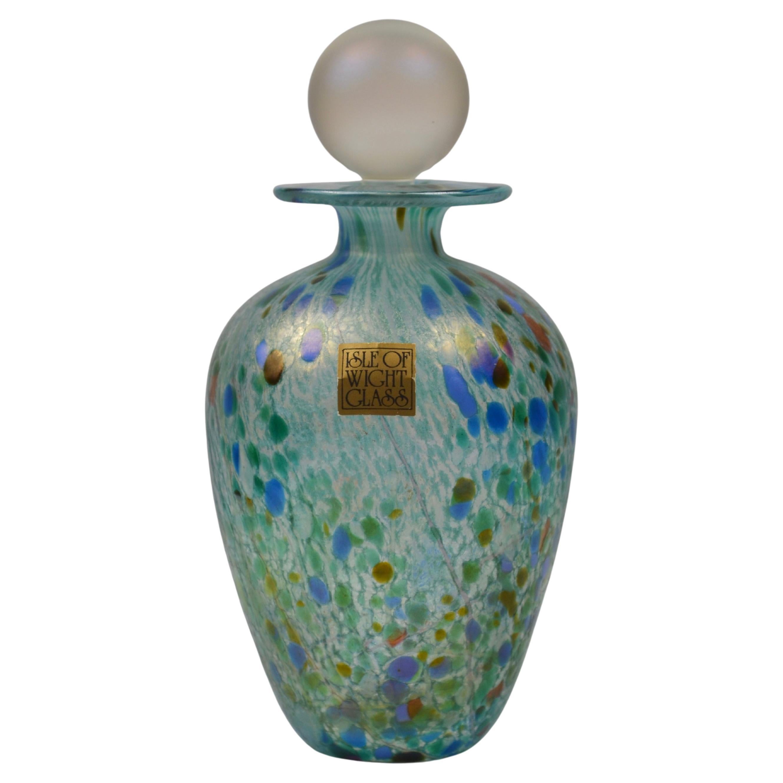 Elegant studio glass perfume bottle produced by Isle of Wight Glass, England For Sale