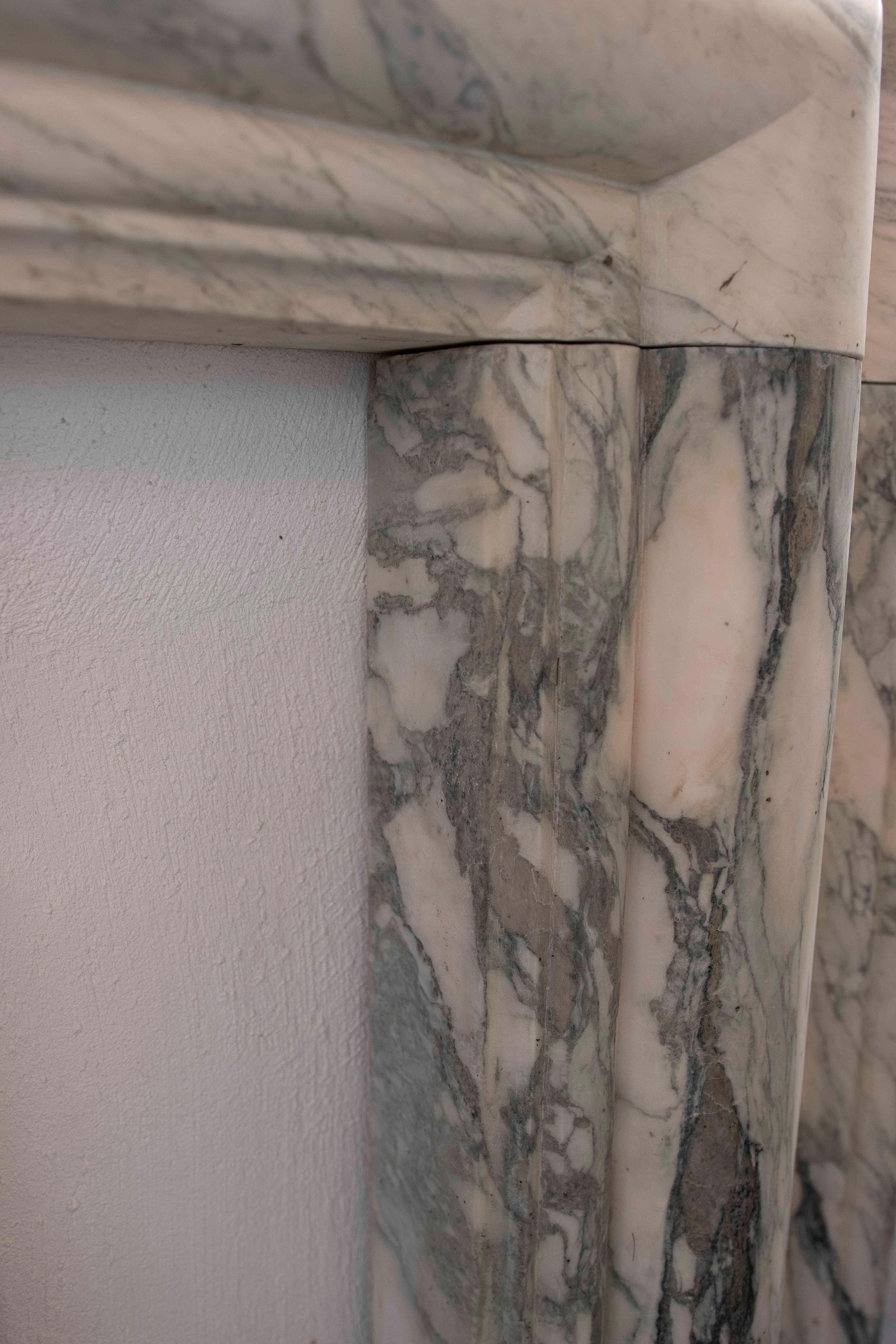 Elegant Style Fireplace Made of Calacatta Marble with Grey Veins For Sale 2