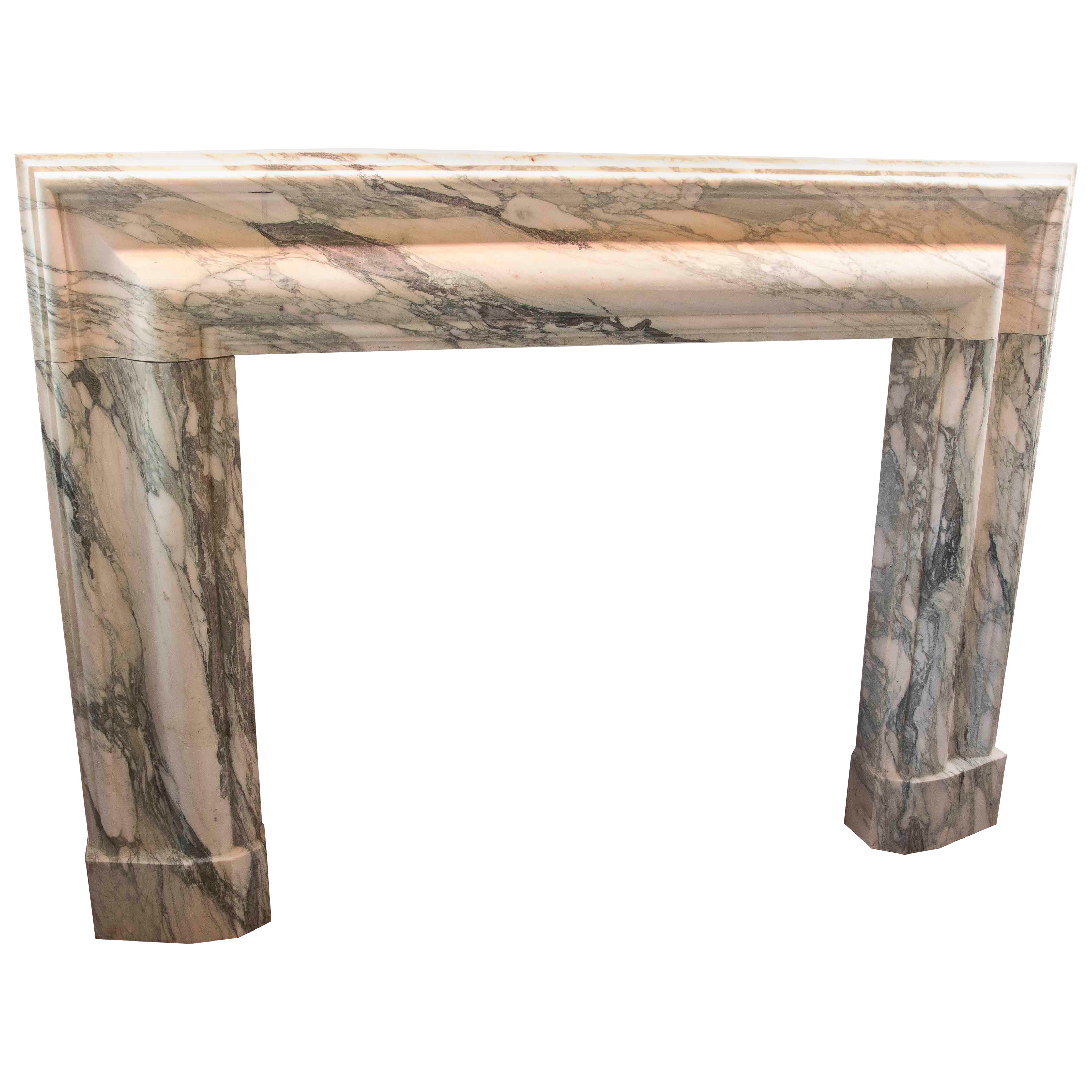 Elegant Style Fireplace Made of Calacatta Marble with Grey Veins For Sale