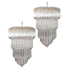 Elegant Stylish Murano glass chandeliers - 112 transparent quadriedri