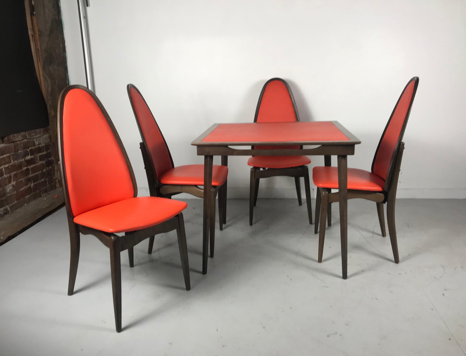 Elegant Stylized Folding Table And Chairs Mfg By Stakmore