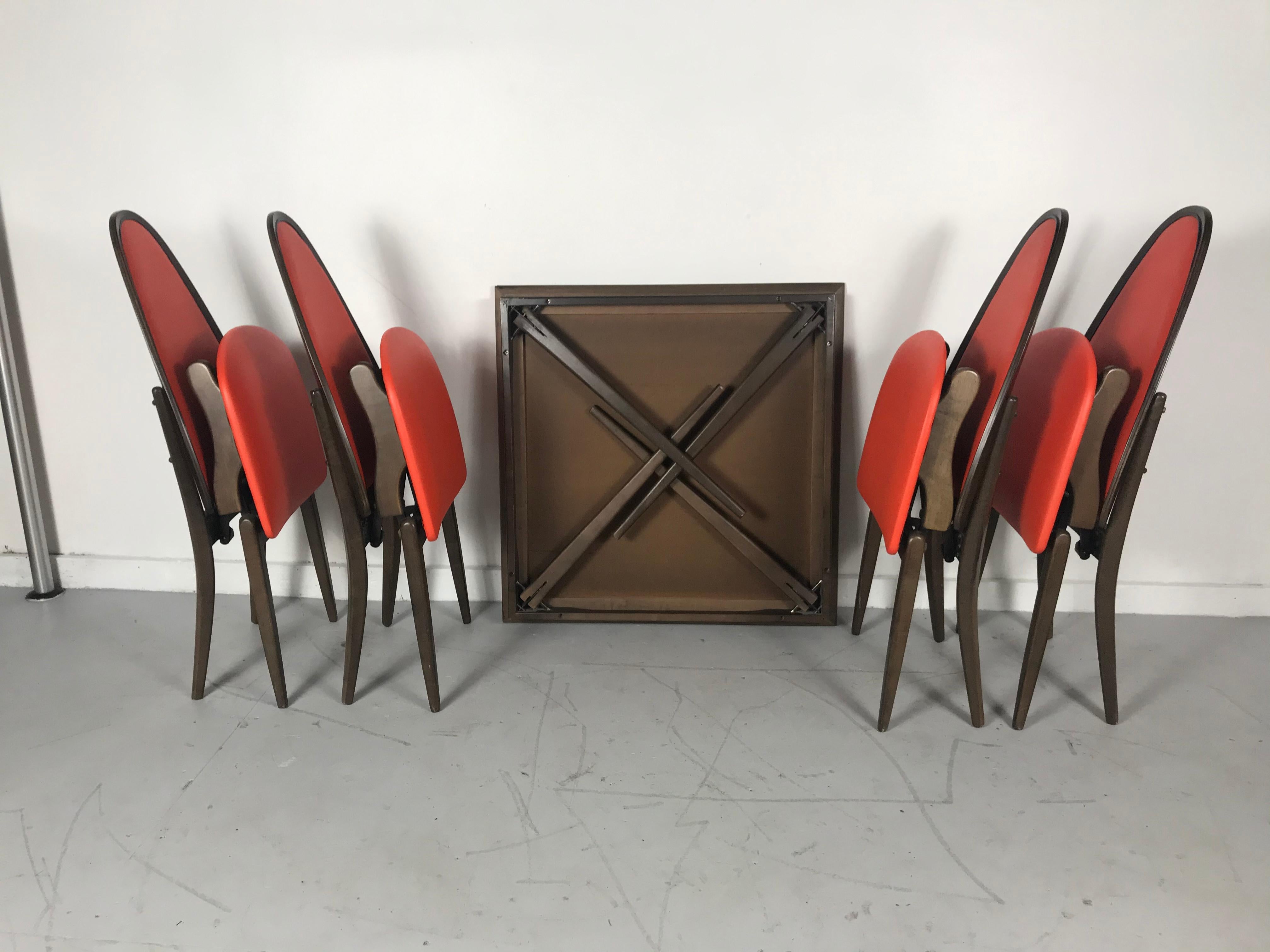 American Elegant Stylized Folding Table and Chairs Mfg. by Stakmore Furniture Co.