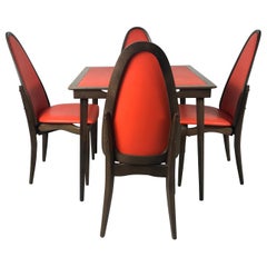 Retro Elegant Stylized Folding Table and Chairs Mfg. by Stakmore Furniture Co.