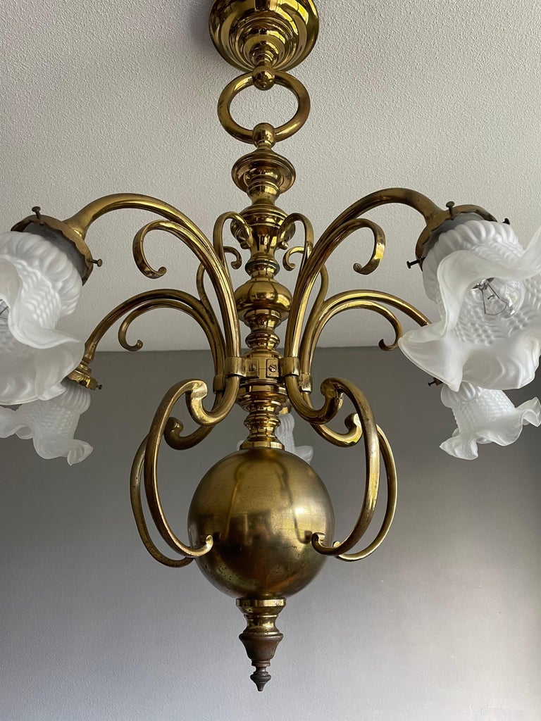 Elegant and Super Stylish Bronze and Brass Art Nouveau Chandelier w