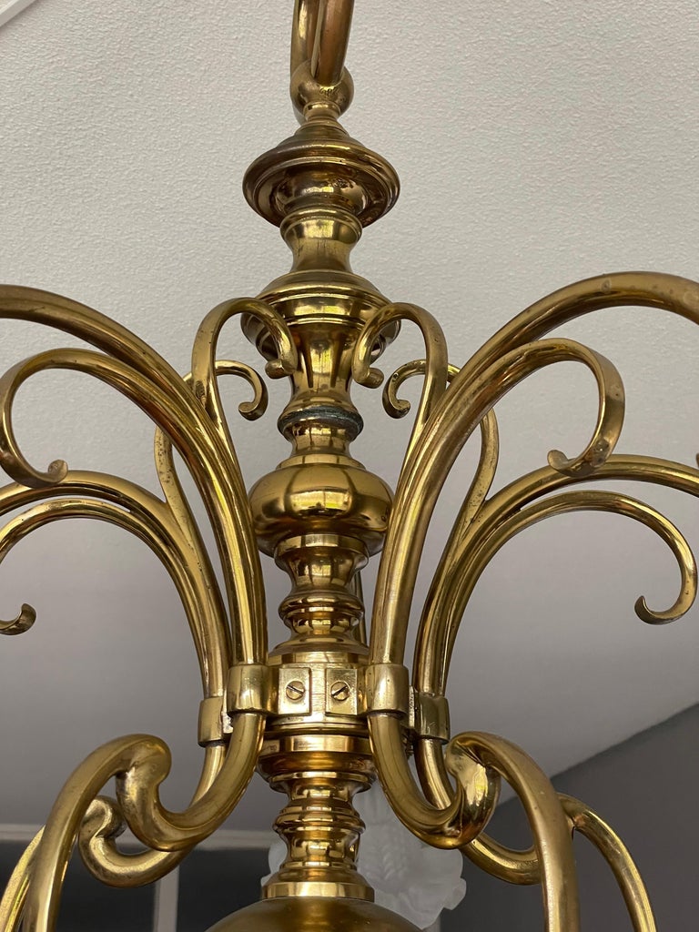 Elegant and Super Stylish Bronze and Brass Art Nouveau Chandelier w