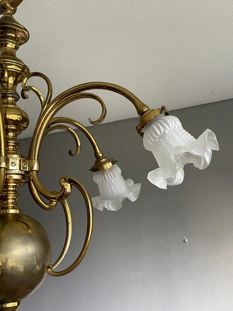 Elegant and Super Stylish Bronze and Brass Art Nouveau Chandelier w