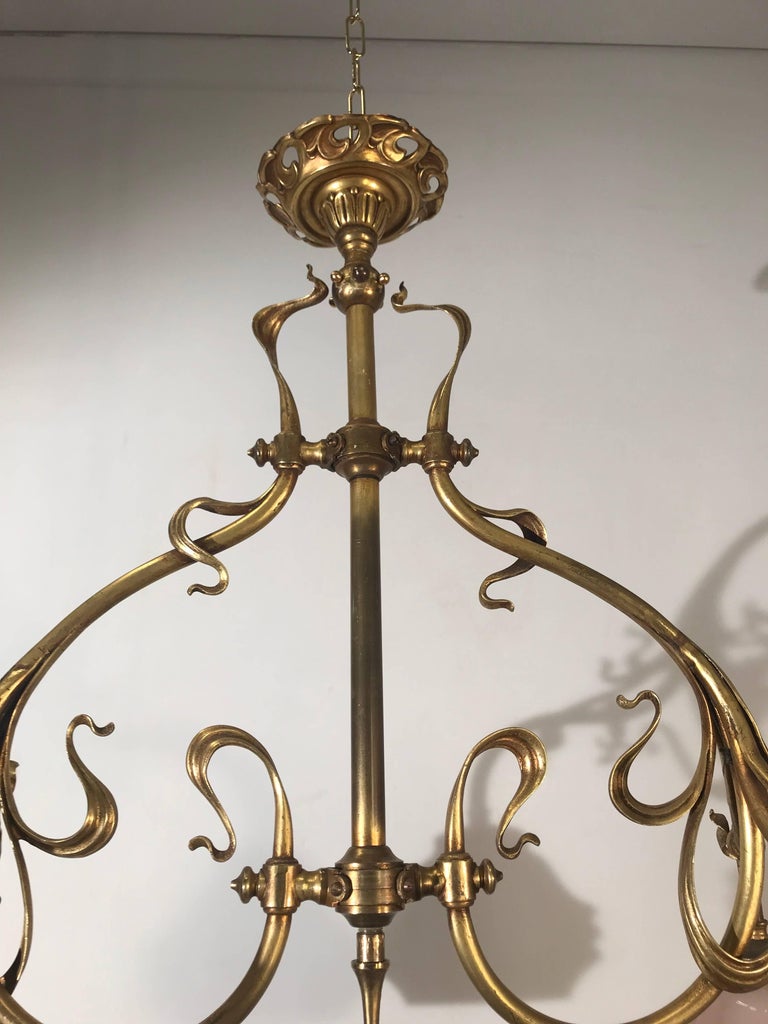 Elegant and Super Stylish Electrified Bronze and Brass Art Nouveau Gas