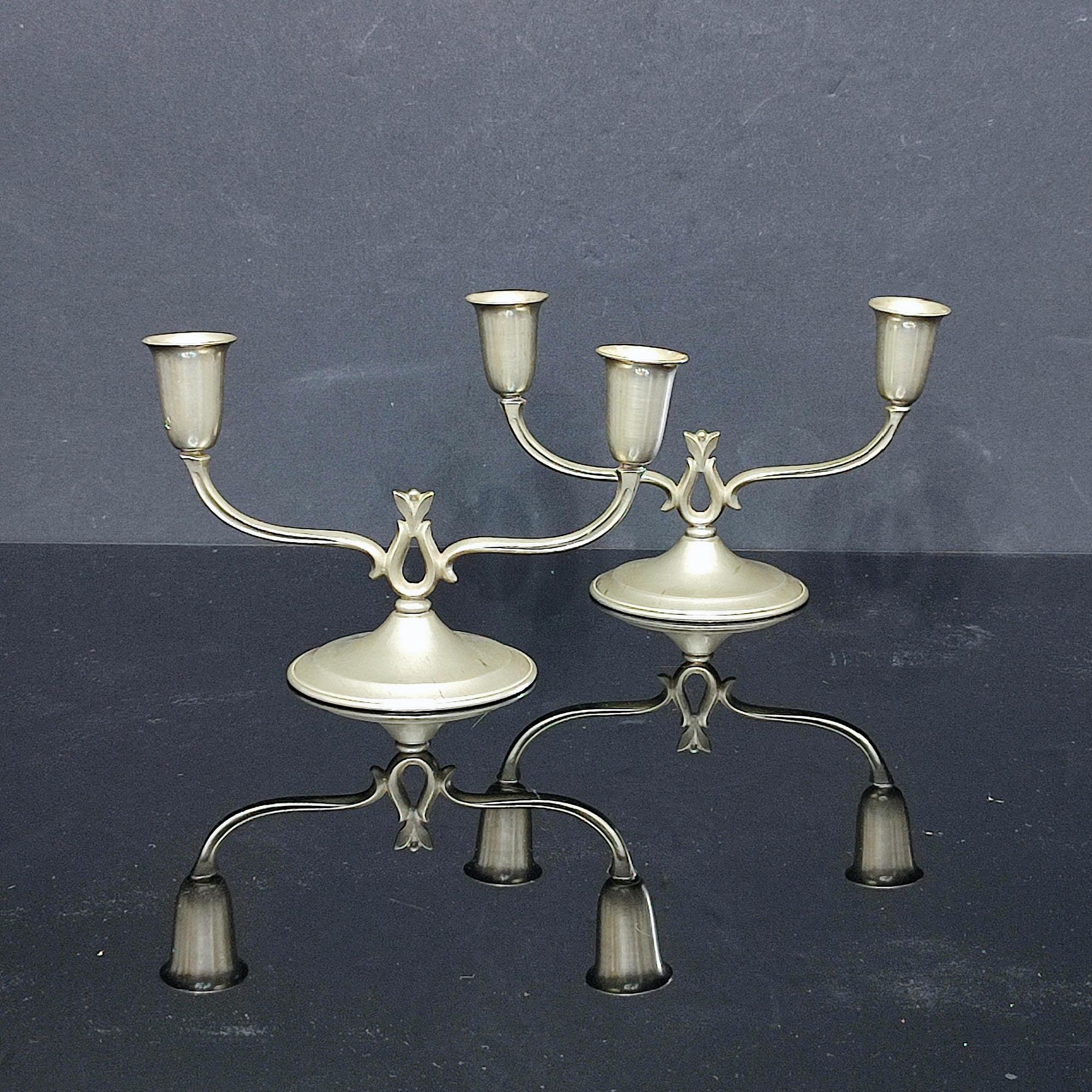 Art Deco Elegant Svenskt Tenn Pewter Candlesticks – Timeless Swedish Grace Accent For Sale