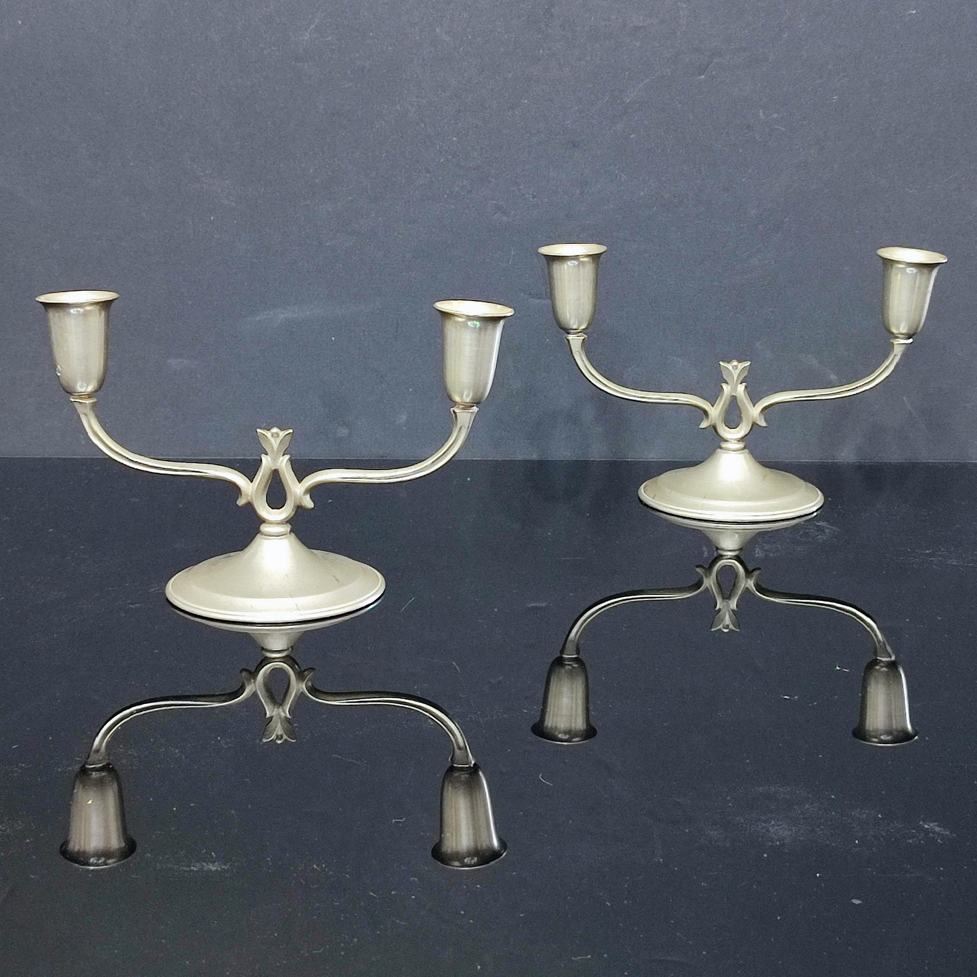 Hand-Crafted Elegant Svenskt Tenn Pewter Candlesticks – Timeless Swedish Grace Accent For Sale