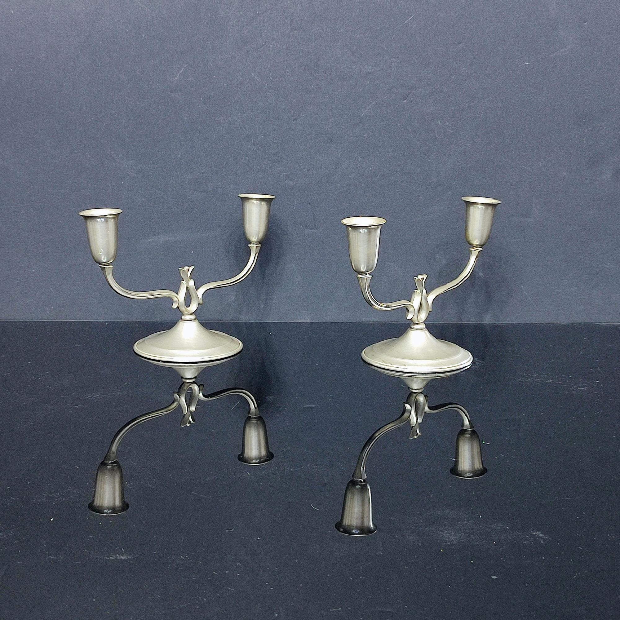 Elegant Svenskt Tenn Pewter Candlesticks – Timeless Swedish Grace Accent In Excellent Condition For Sale In Bochum, NRW