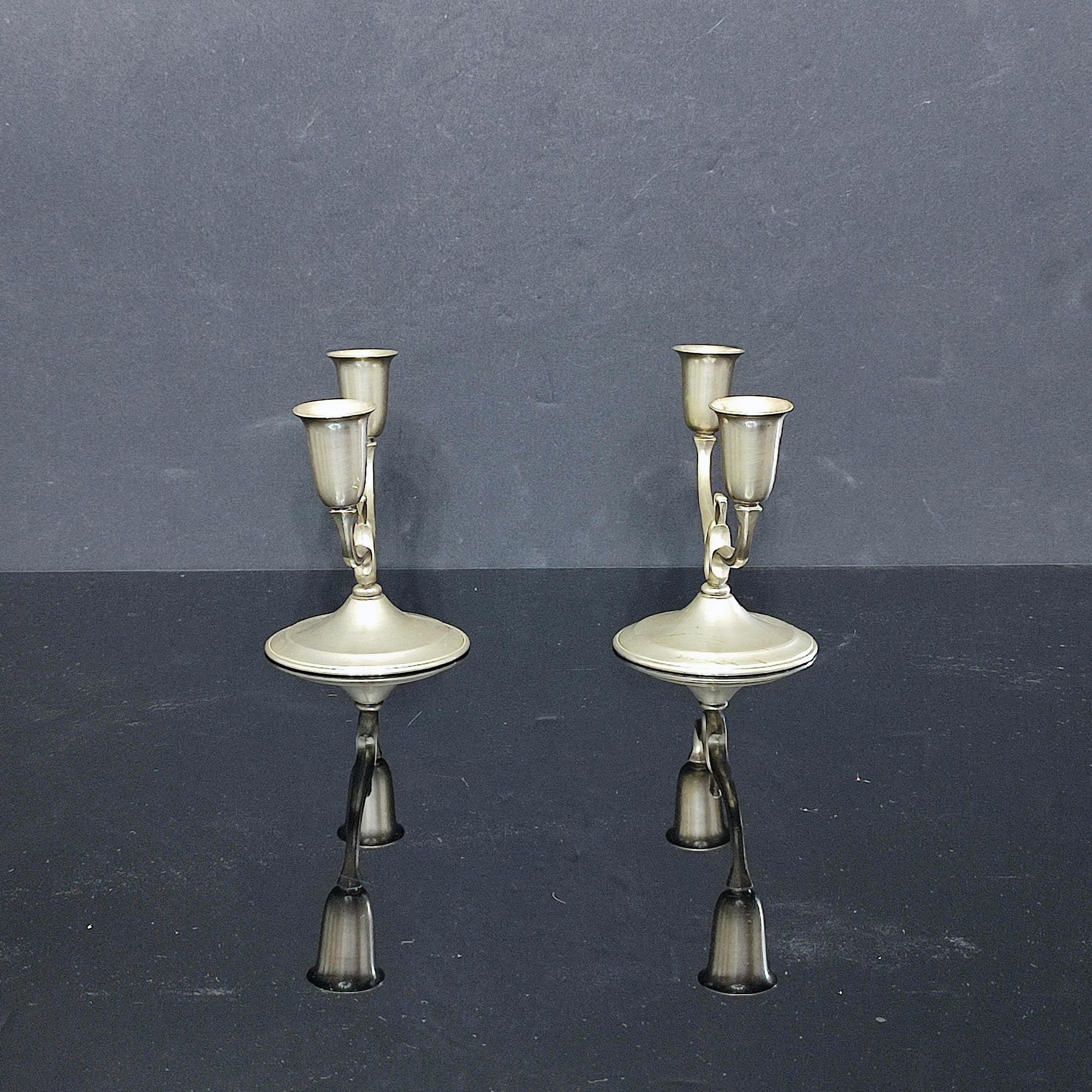 Mid-20th Century Elegant Svenskt Tenn Pewter Candlesticks – Timeless Swedish Grace Accent For Sale