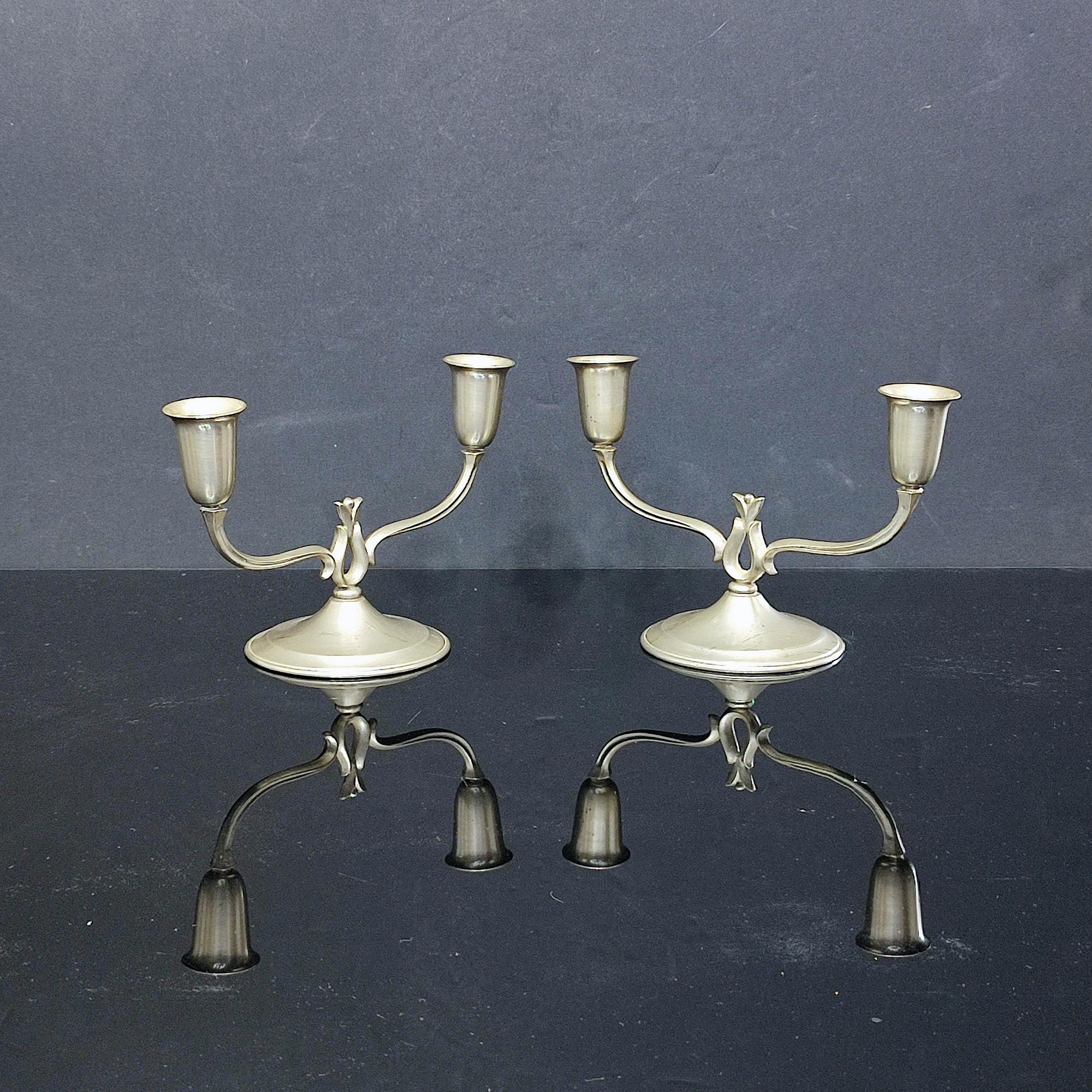 Elegant Svenskt Tenn Pewter Candlesticks – Timeless Swedish Grace Accent For Sale 1