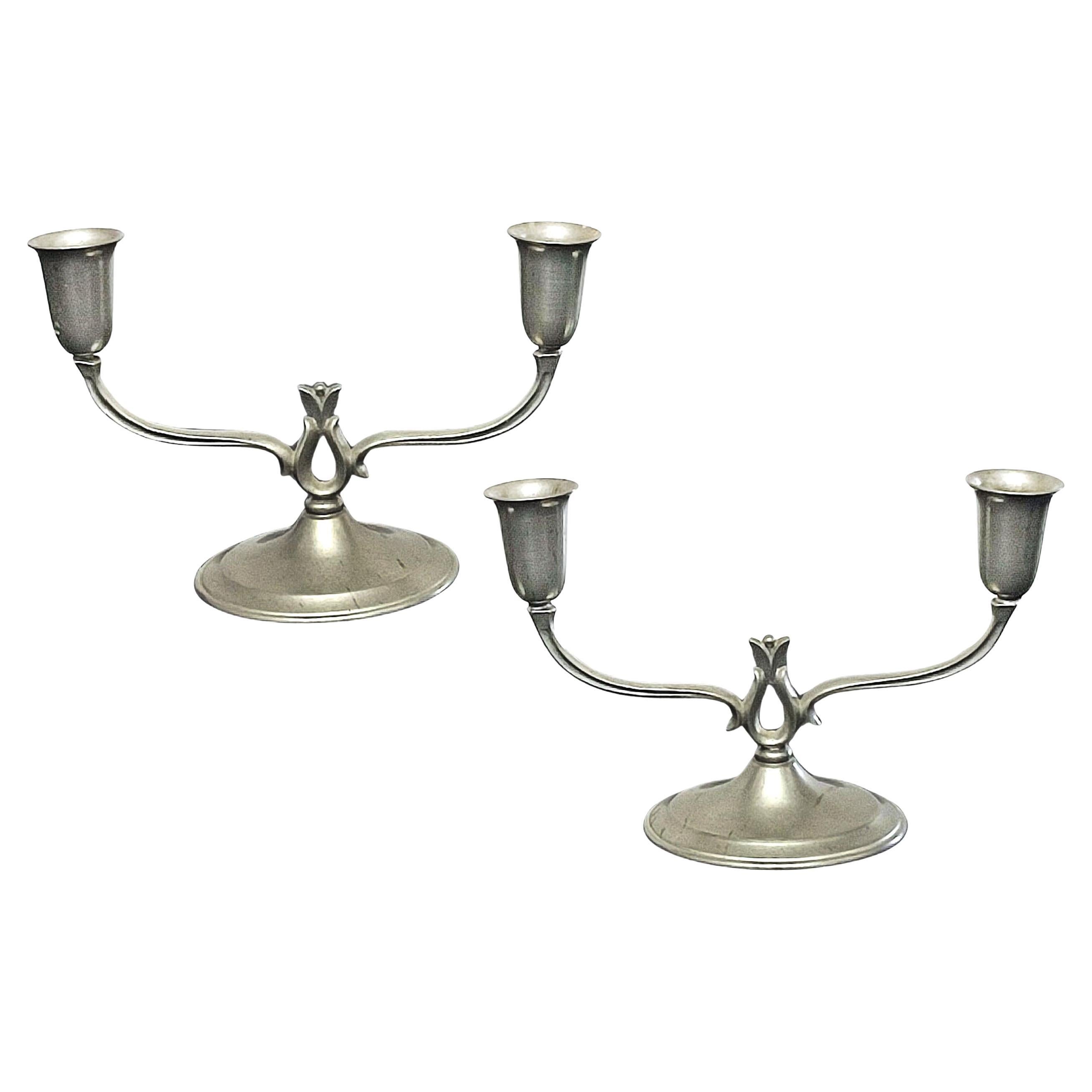 Elegant Svenskt Tenn Pewter Candlesticks – Timeless Swedish Grace Accent For Sale