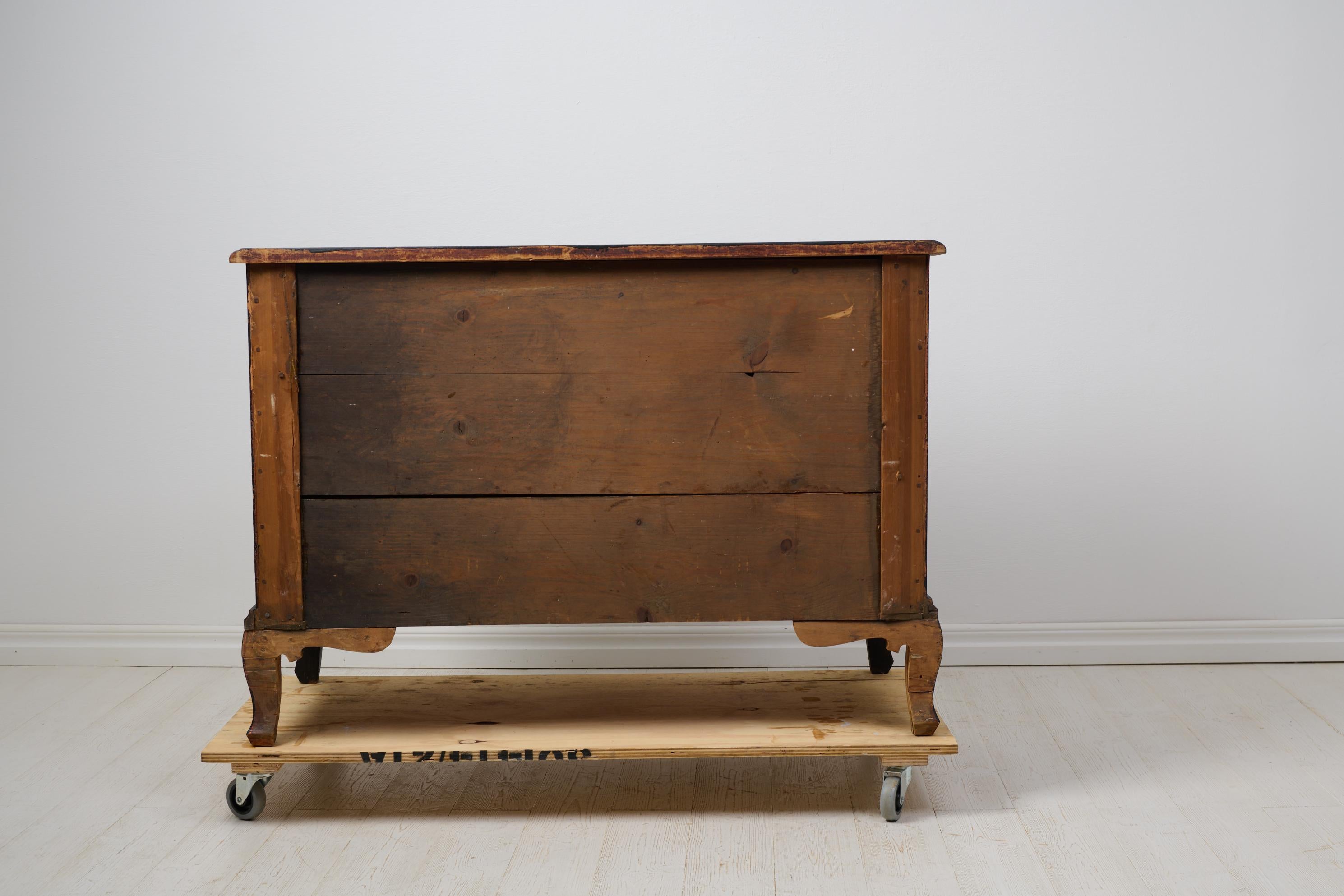 Elegante schwedische antike Barockkommode, schwedisch, schwarz lackiert, Distress (18. Jahrhundert)
