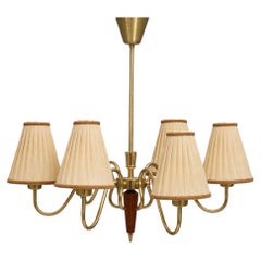 Elegant Swedish Brass Chandelier Attributed to Hans Bergström for ASEA, 1940s