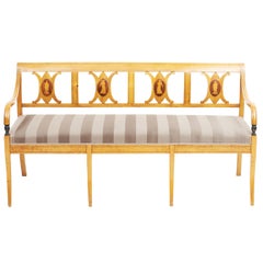 Elegant Swedish Empire Bench Birch with Inlays