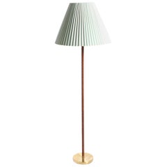 Elegant Floor Lamp in Brass and Braided Leather, Swedish Modern 1940s