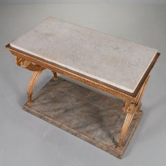 Elegant Swedish Gilt Wood Neoclassical Console Table with Marble Top