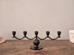 Elegant Swedish Grace candelabra in solid bronze by Jacob Ängman, GAB