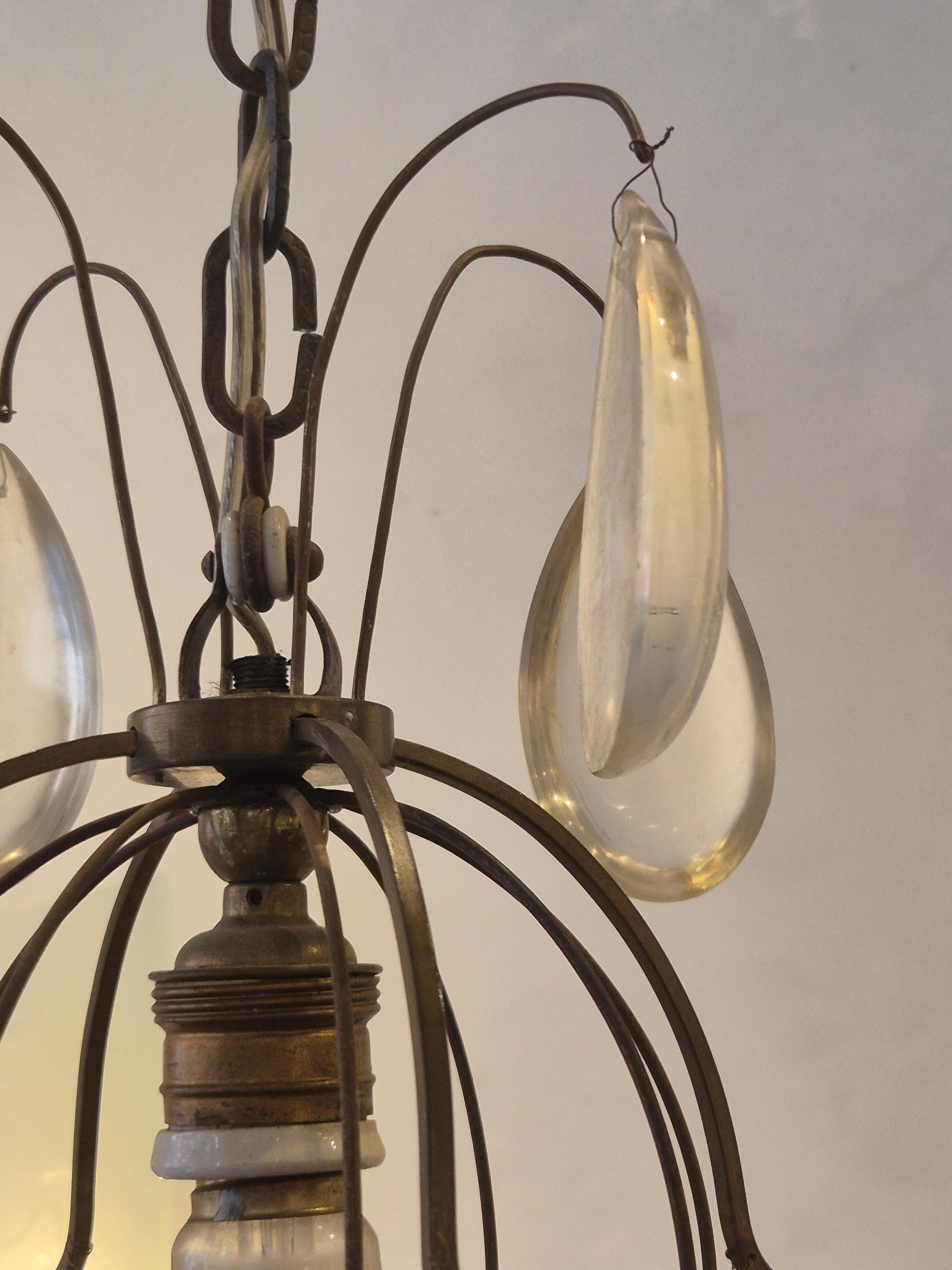 Elegante colgante Grace sueco de bronce dorado y flecos, Herman Bergman. en Bueno estado para la venta en Stockholm, SE
