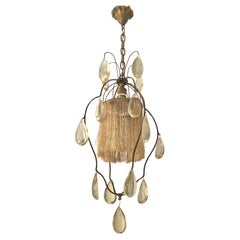 Elegant Swedish Grace pendant in gilt bronze and fringe, Herman Bergman.