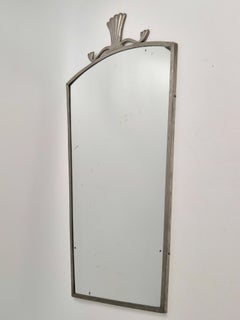Elegant Swedish Grace pewter mirror with original glass, nice patina.
