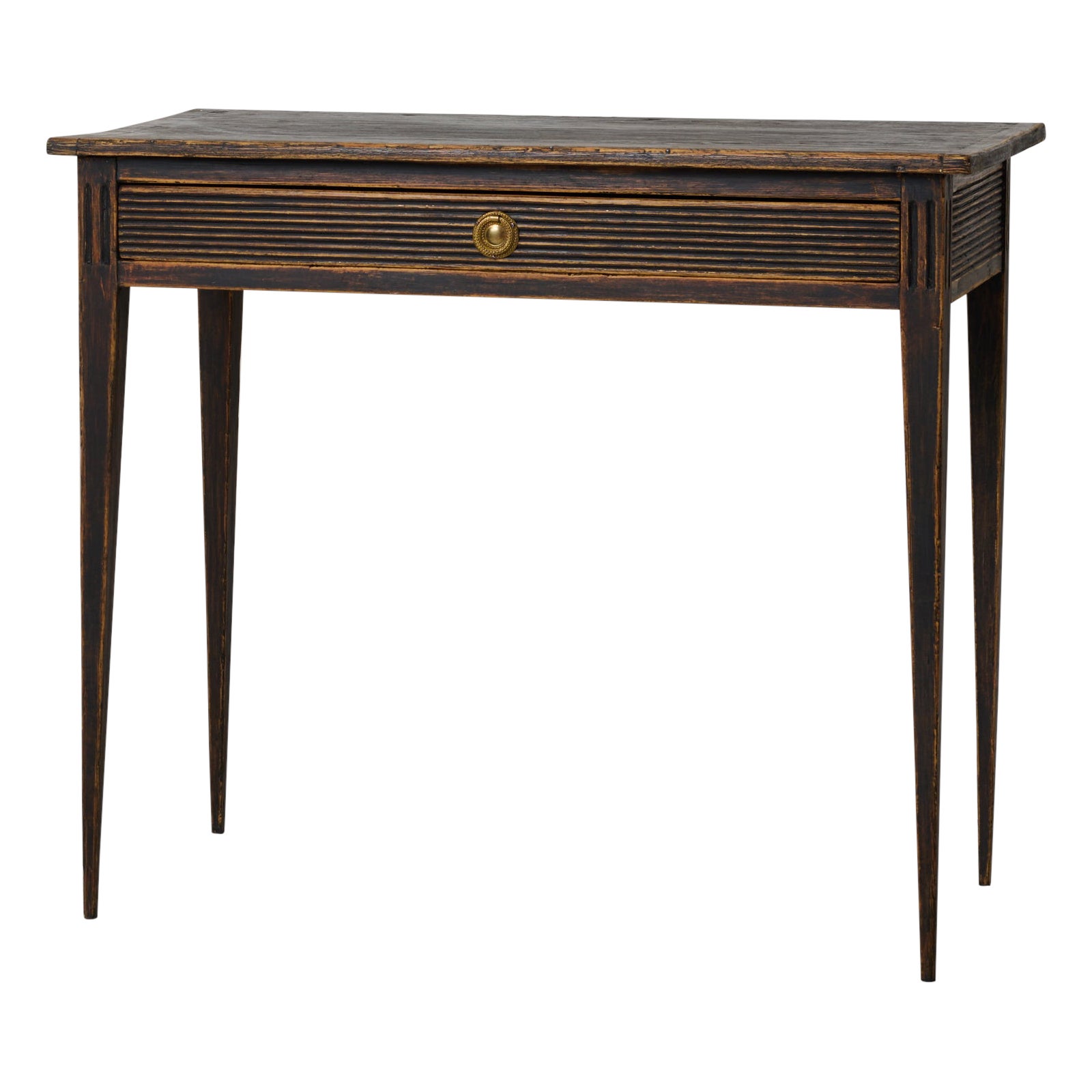 Elegant Swedish Gustavian Desk with Fluted Decor and a Large Drawer, Circa 1790