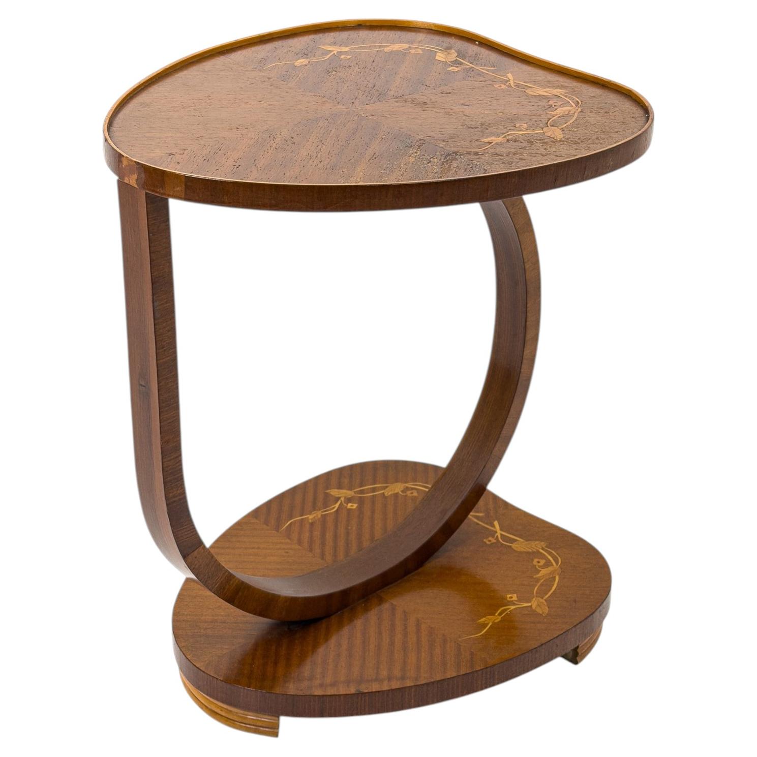 Elegant Swedish Modern Intarsia Side Table, Sculptural Form, 1940s–1950s