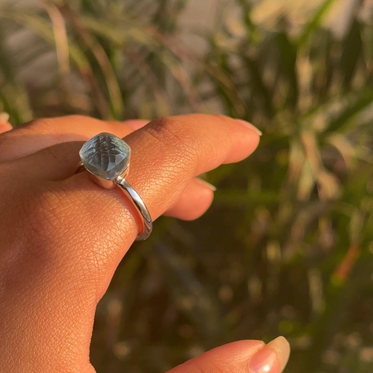 For Sale:  Elegant Swiss Blue Topaz with 925 Sterling Silver Solitaire Ring for Dad Gift 2