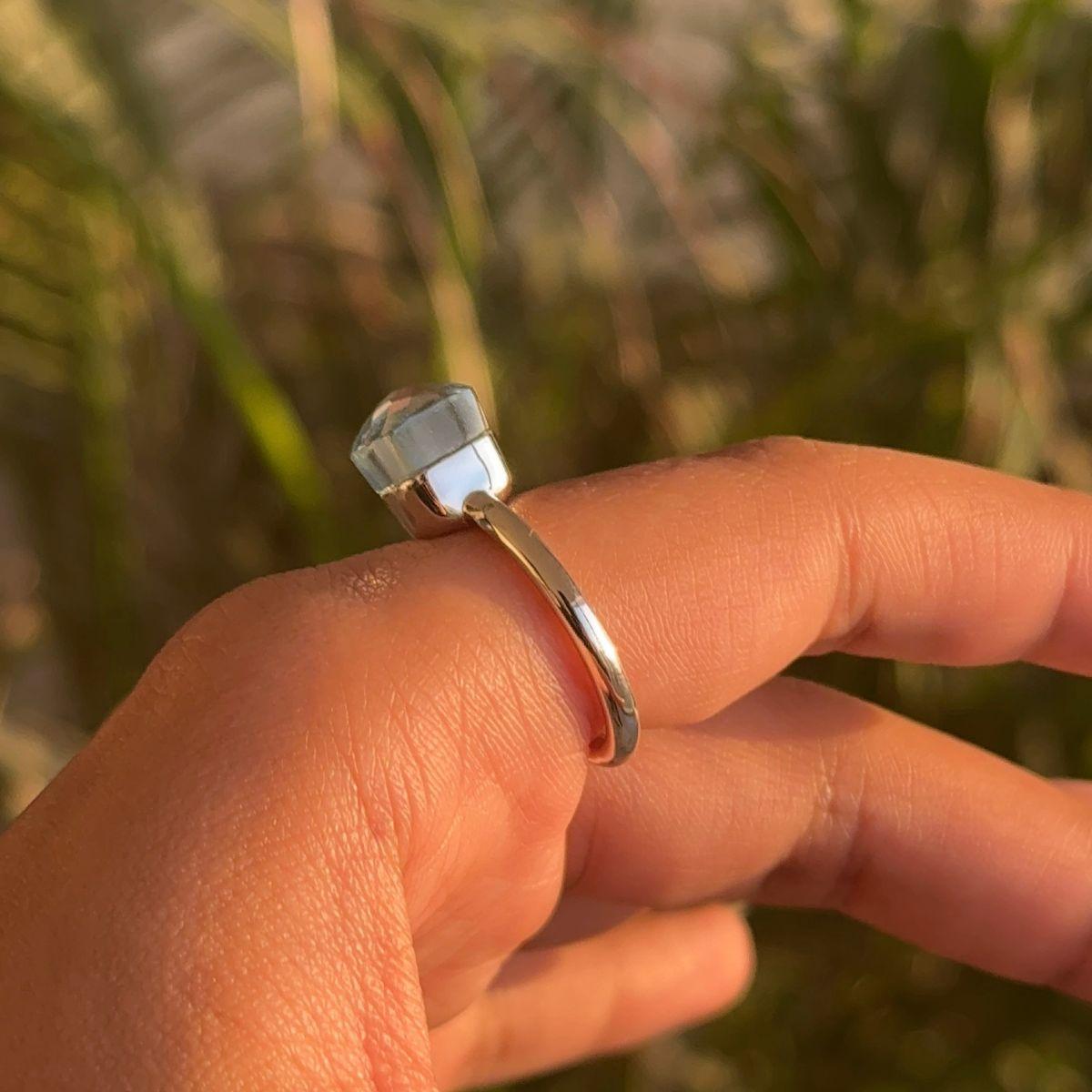 For Sale:  Elegant Swiss Blue Topaz with 925 Sterling Silver Solitaire Ring for Dad Gift 6