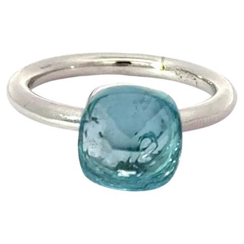 Elegante topacio azul suizo con anillo solitario de plata de ley 925 para mujer