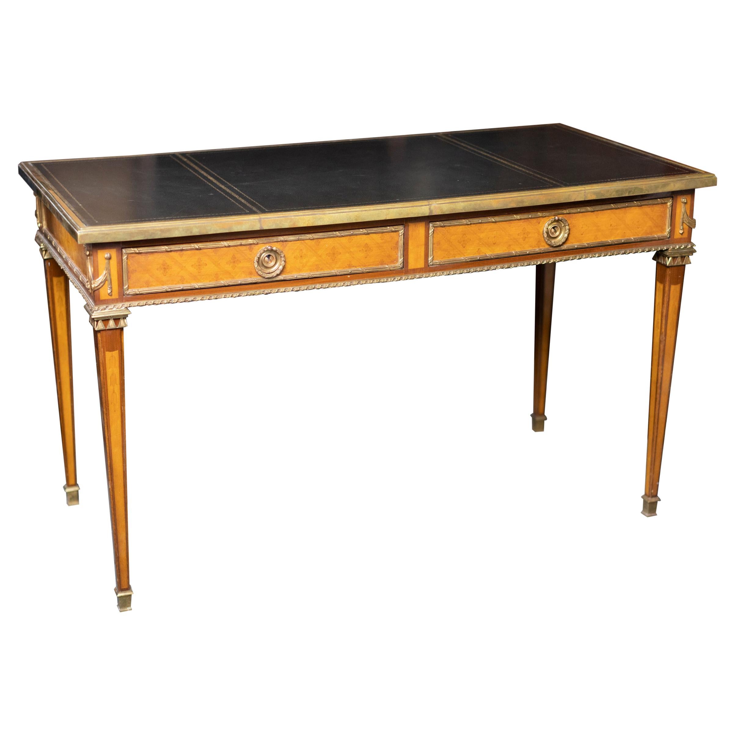 Elegant Sycamore and Box Wood  Louis XVI Style Bureau Plat For Sale