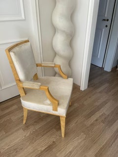 Elegant Sycamore Armchair Attributed to Jaques Quinet, France 1950.