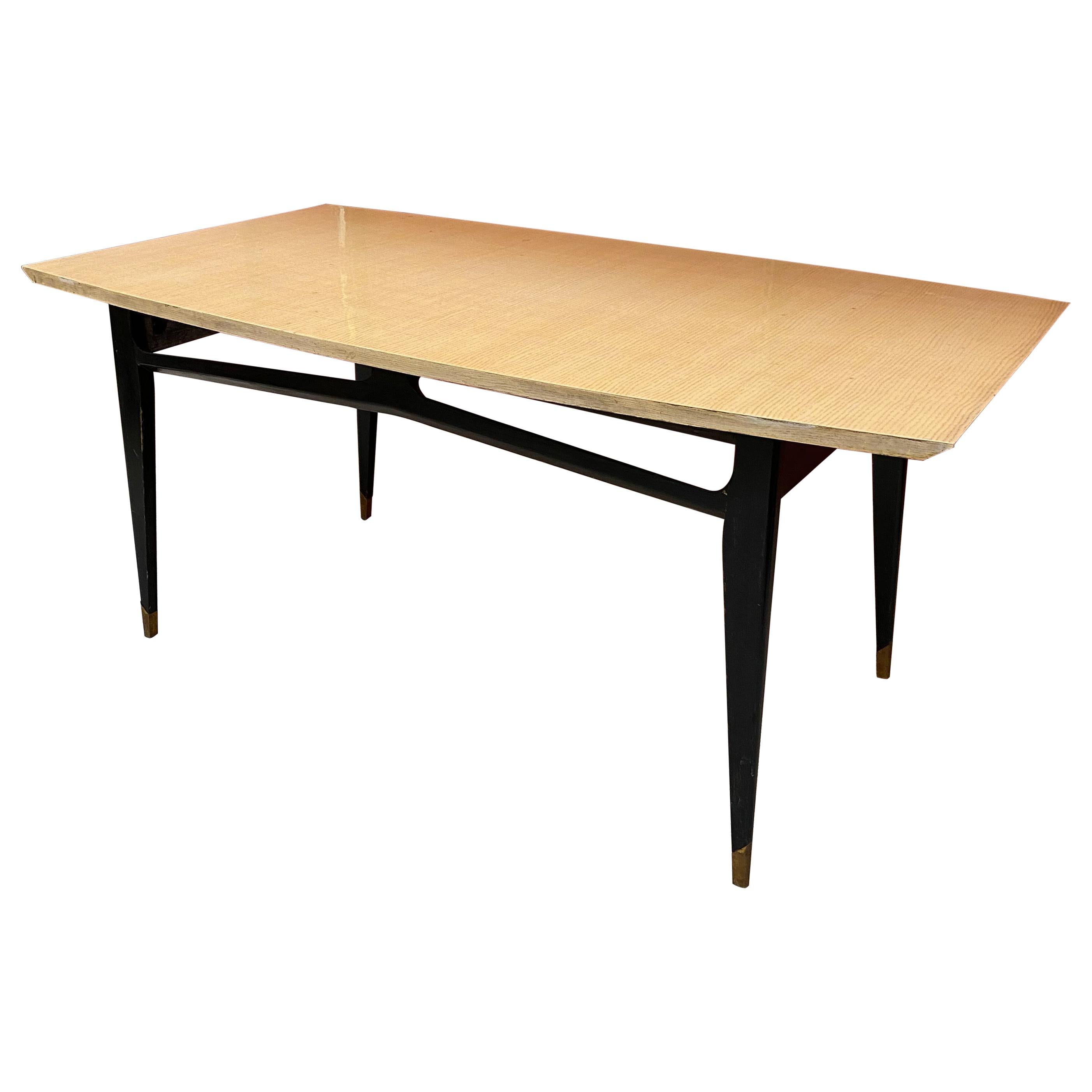 Elegant Table in Blackened Wood and Ash Veneer, in the Style of Maison Raphael For Sale