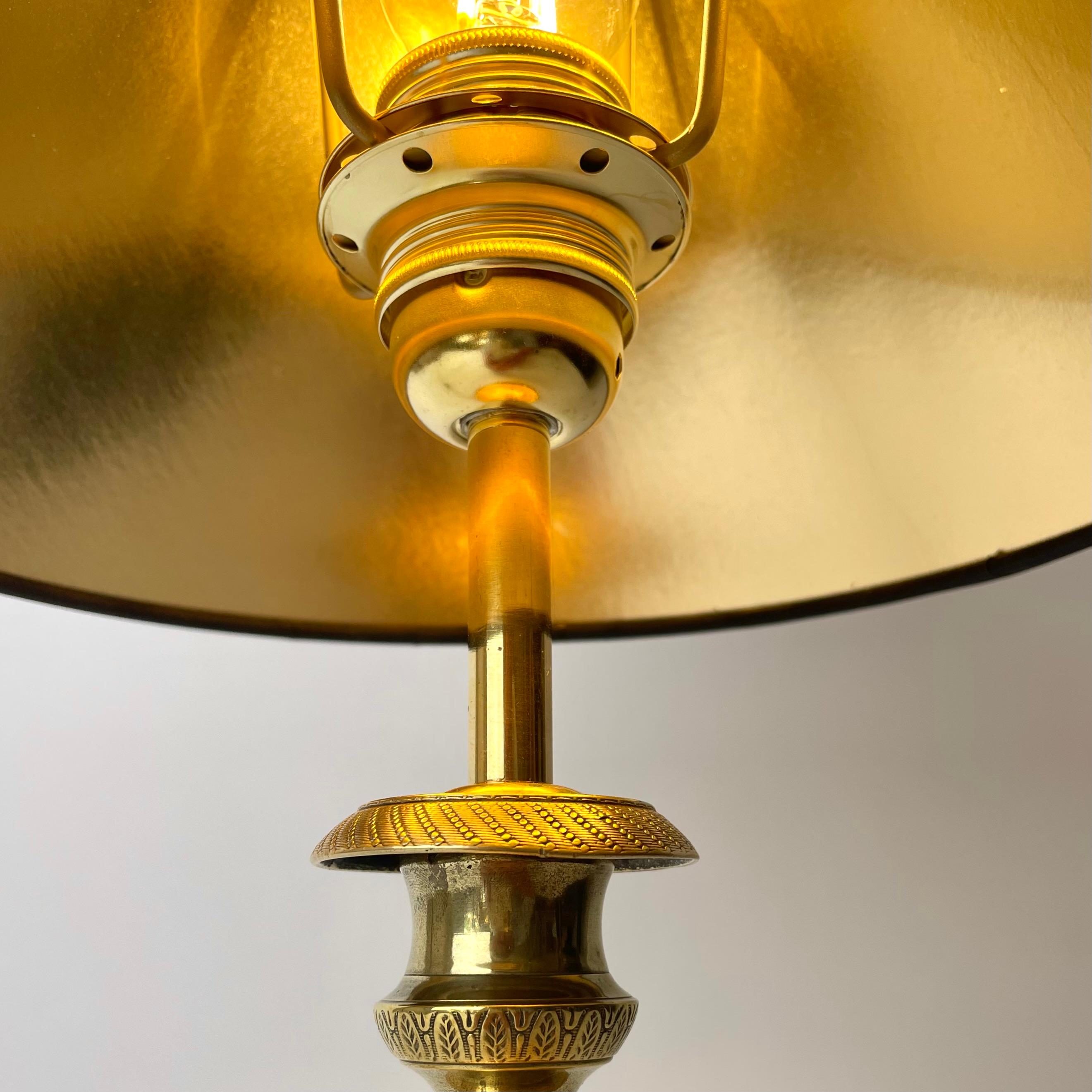 Elegant Table Lamp in Brass, 1820s French Empire, Originally Candlestick In Good Condition In Knivsta, SE