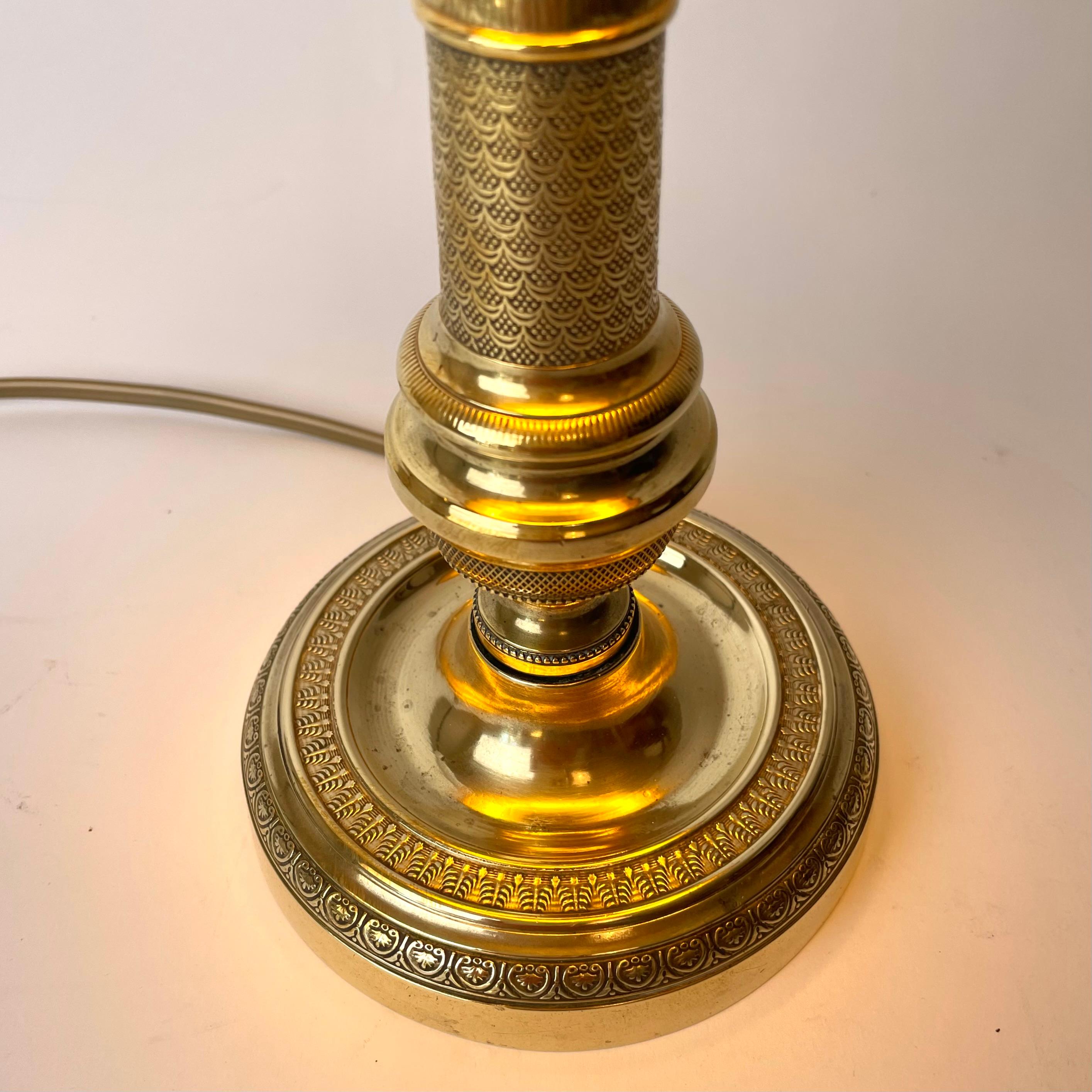 Elegant Table Lamp in Brass, 1820s French Empire, Originally Candlestick 1