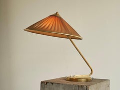 Elegant Table Lamp in Brass and Plissé Shade 1950s