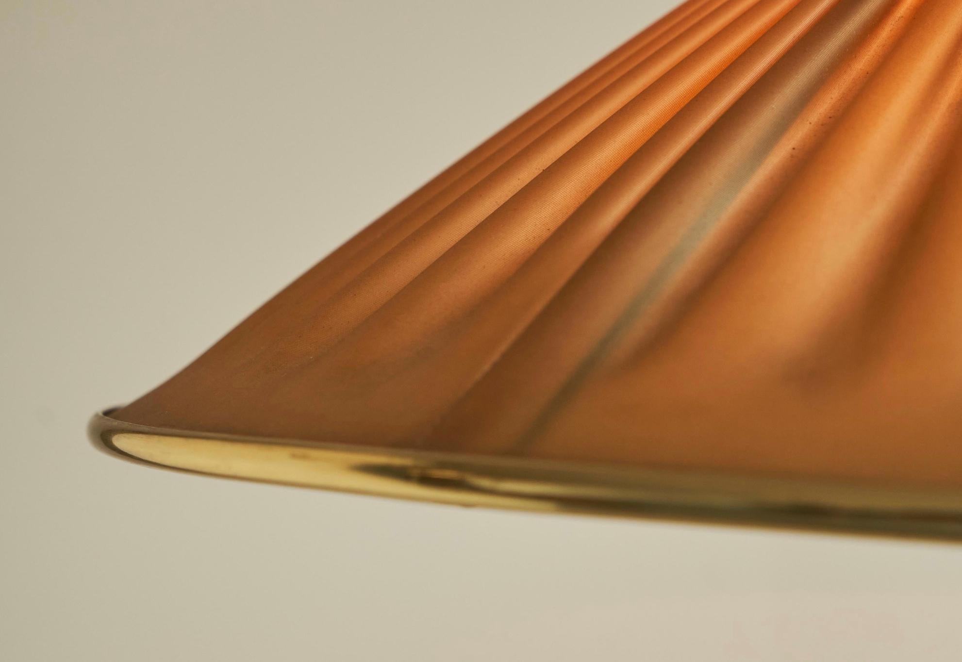 Hand-Crafted Elegant Table Lamp in Brass and Plissé Shade 1950s